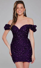Jovani 39631 - Sequin Off Shoulder Cocktail Dress - back view