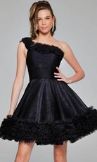 Jovani 39665 - Ruffle Trimmed Asymmetric Cocktail Dress - designer homecoming dress at Silhouette Dresses