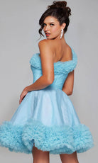 Jovani 39665 - Ruffle Trimmed Asymmetric Cocktail Dress - detail view