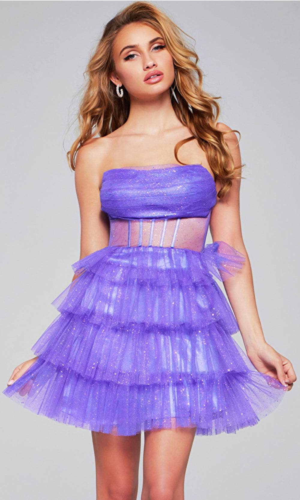 Jovani 39666 - Glitter Tulle Cocktail Dress - view 7