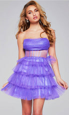 Jovani 39666 - Glitter Tulle Cocktail Dress - view 7
