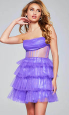 Jovani 39666 - Glitter Tulle Cocktail Dress - detail view