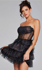 Jovani 39666 - Glitter Tulle Cocktail Dress - view 6