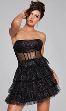 Jovani 39666 - Glitter Tulle Cocktail Dress - view 5