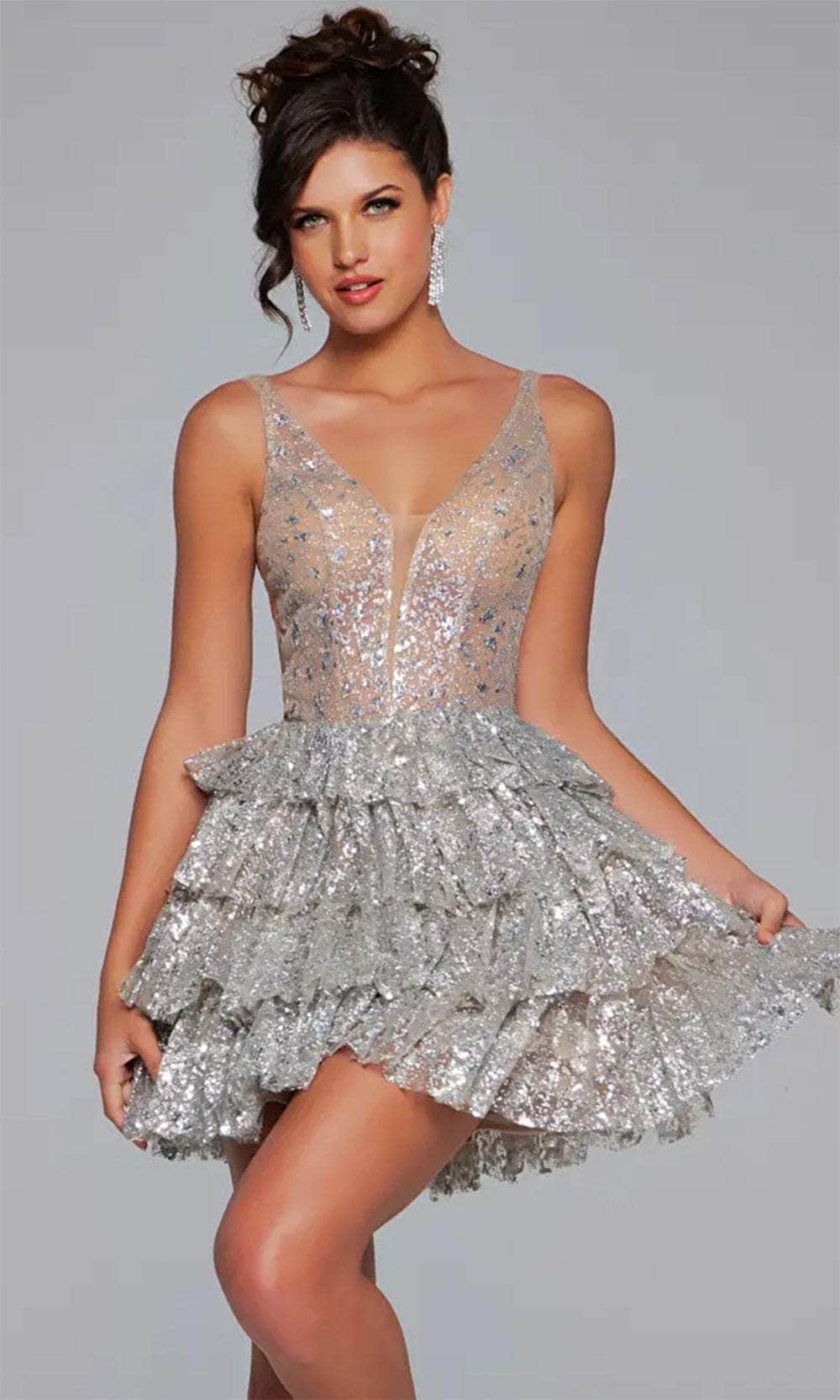 Jovani 39700 - Plunging Embellished Cocktail Dress - view 13