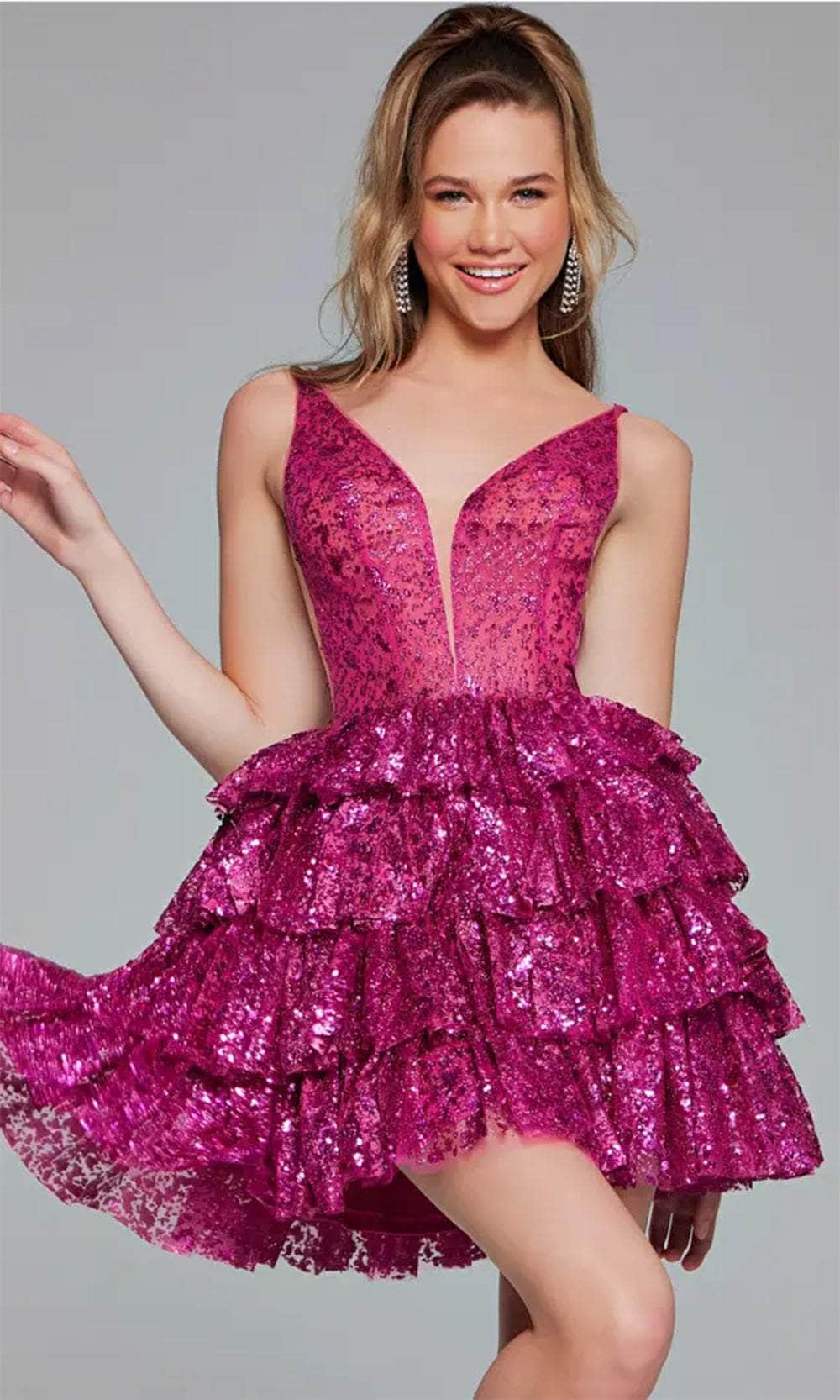 Jovani 39700 - Plunging Embellished Cocktail Dress - view 8