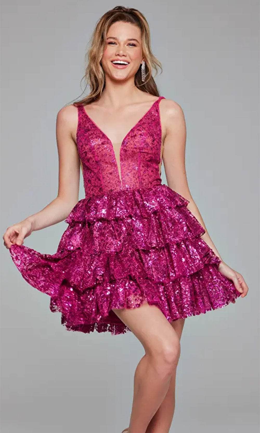 Jovani 39700 - Plunging Embellished Cocktail Dress - detail view