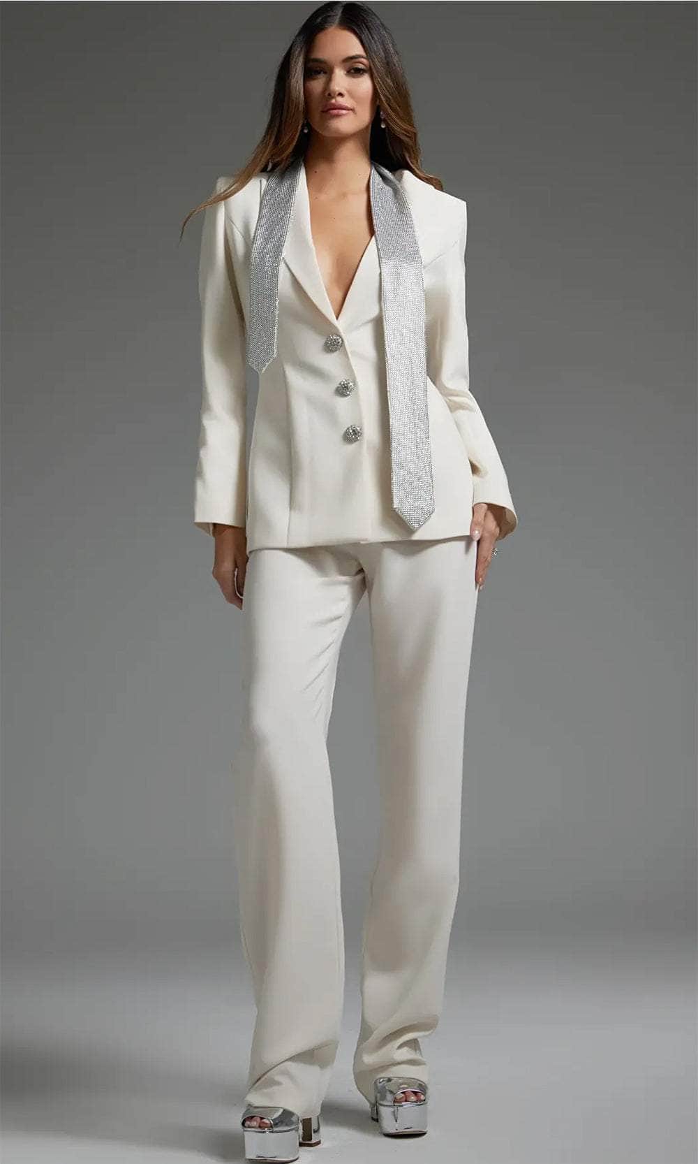 Jovani 39726 - Collared Bridal Pantsuit - view 6