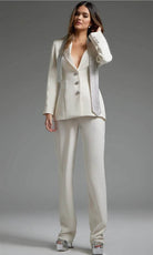 Jovani 39726 - Collared Bridal Pantsuit - detail view