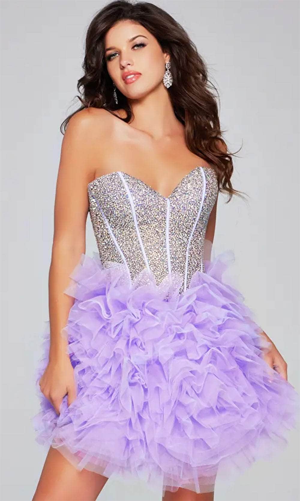 Jovani 39748 - Strapless Ruffle A-Line Cocktail Dress - back view