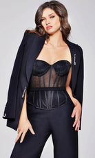 Jovani 39755 - Beaded Bust Corset Bodice Jumpsuit - detail view