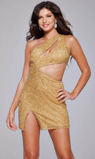 Jovani 39792 - One-Shoulder Keyhole Detailed Cocktail Dress - detail view