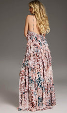 Jovani 39822 - Halter Neck Tiered Ruffle Prom Gown - back view