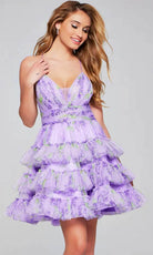 Jovani 39880 - Floral Tiered Cocktail Dress - back view