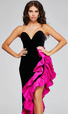 Jovani 39885 - Ruffled Slit Sweetheart Evening Gown - back view