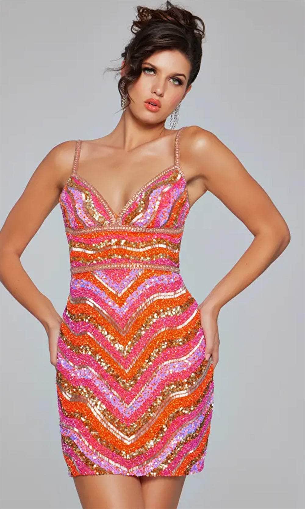 Jovani 39903 - V-Neck Empire Waist Cocktail Dress - detail view