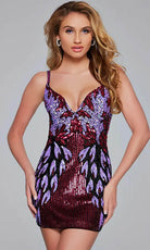 Jovani 39907 - Embellished Deep V-Neck Cocktail Dress - back view