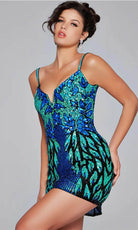 Jovani 39907 - Embellished Deep V-Neck Cocktail Dress - view 6