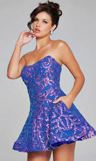 Jovani 39927 - Sequin Strapless Cocktail Dress - view 4