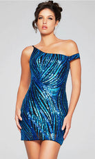 Jovani 39951 - Asymmetric Off Shoulder Cocktail Dress - view 4