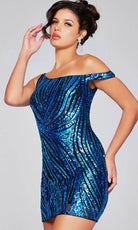 Jovani 39951 - Asymmetric Off Shoulder Cocktail Dress - view 6