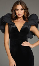 Jovani 39973 - Ruffled Shoulder V-Neck Prom Gown - back view