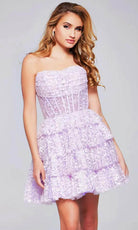 Jovani 40030 - Strapless Sheer Corset Cocktail Dress - detail view