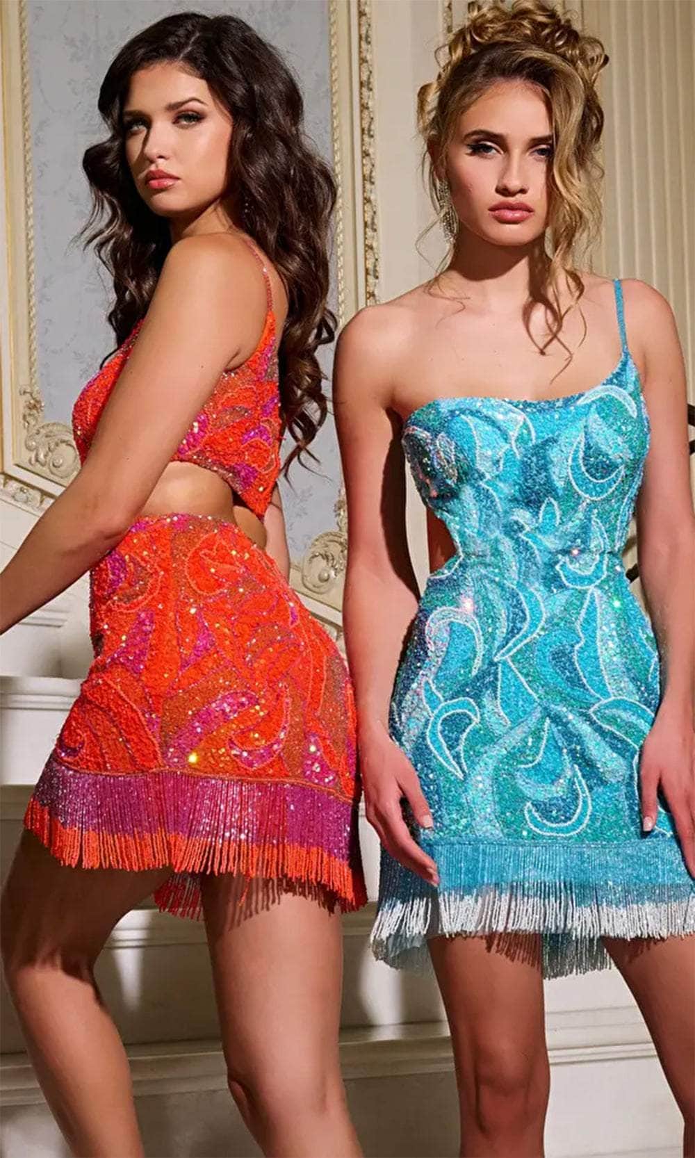 Jovani 40076 - Short Fringed Hem Dress - view 5