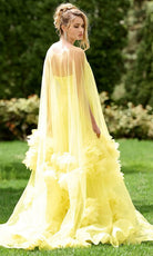 Jovani 40092 - Floral Appliqued Cape Evening Gown - detail view