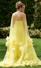 Jovani 40092 - Floral Appliqued Cape Evening Gown - back view