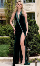 Jovani 40119 - Plunging Halter Velvet Evening Gown - designer prom dress at Silhouette Dresses
