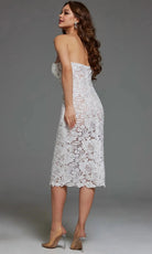 Jovani 40156 - Strapless Sheer Lace Midi Dress - back view