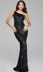 Jovani 40182 - One Shoulder Sheer Beaded Evening Gown - designer evening gown at Silhouette Dresses