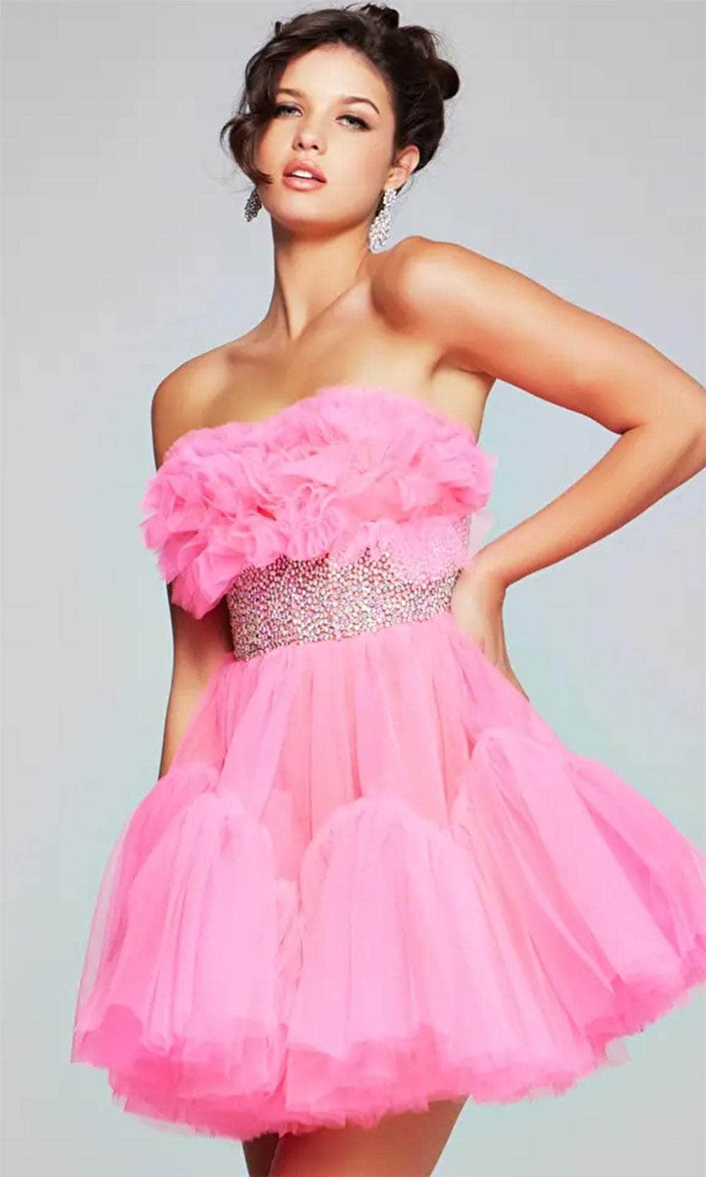 Jovani 40186 - Rhinestone Top Strapless Cocktail Dress - detail view