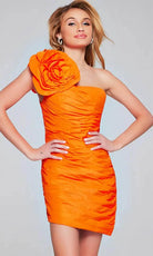 Jovani 40205 - Floral One Shoulder Cocktail Dress - back view