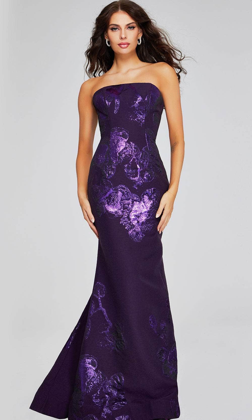 Jovani 40318 - Floral Pattern Embellished Strapless Prom Gown - designer prom dress at Silhouette Dresses