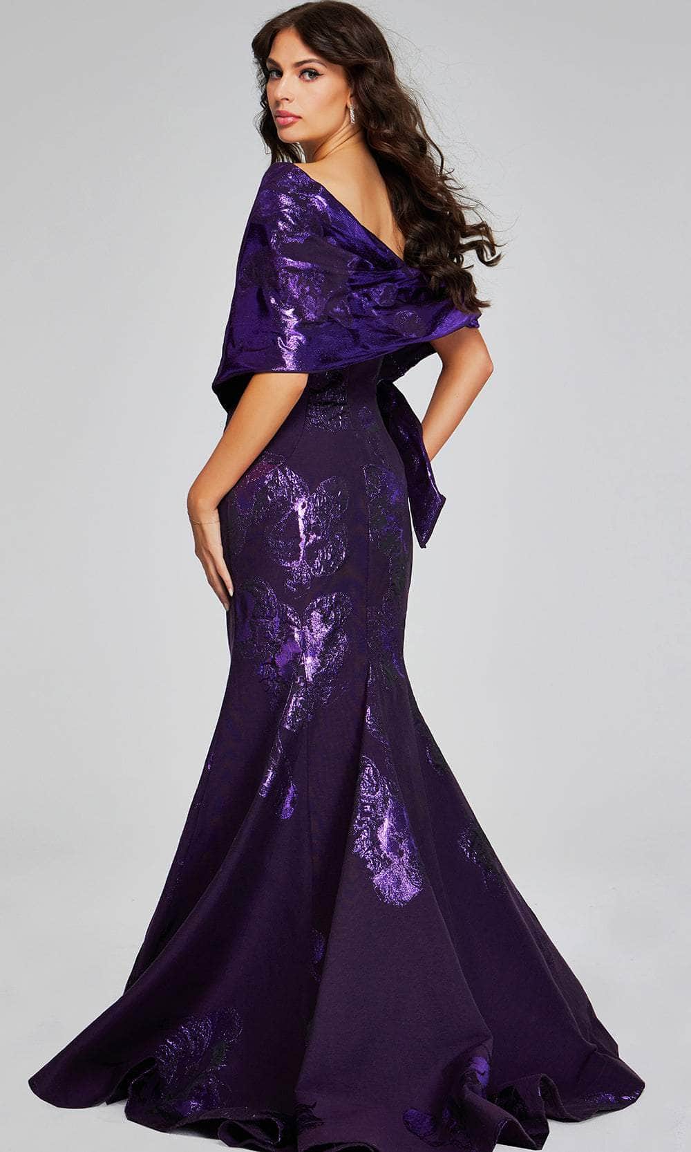 Jovani 40318 - Floral Pattern Embellished Strapless Prom Gown - detail view