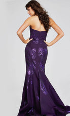 Jovani 40318 - Floral Pattern Embellished Strapless Prom Gown - back view