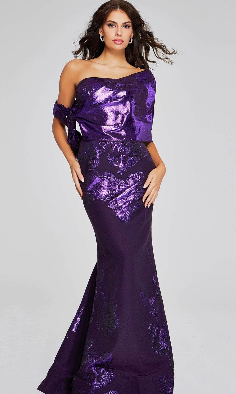 Jovani 40318SC - Strapless Floral Metallic Prom Gown - designer prom dress at Silhouette Dresses