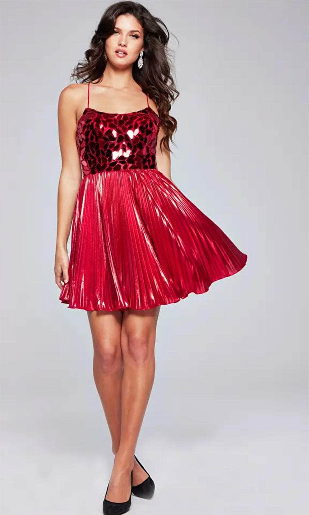 Jovani 40350 - Metallic Pleated Short Dress - back view