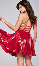 Jovani 40350 - Metallic Pleated Short Dress - detail view