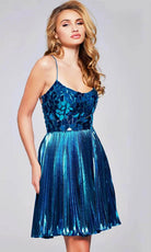 Jovani 40350 - Metallic Pleated Short Dress - view 4