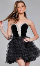 Jovani 40352 - Bejeweled Velvet Cocktail Dress - designer homecoming dress at Silhouette Dresses