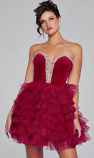 Jovani 40352 - Bejeweled Velvet Cocktail Dress - view 7