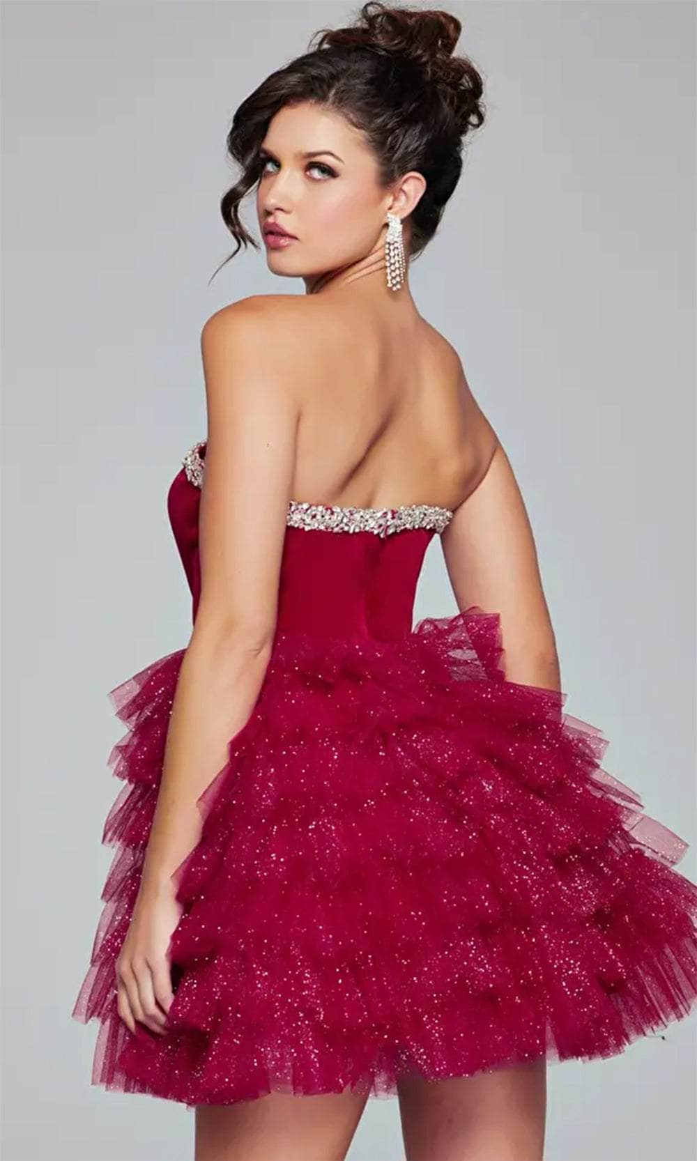 Jovani 40352 - Bejeweled Velvet Cocktail Dress - view 5