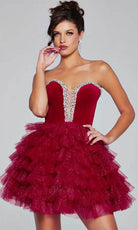 Jovani 40352 - Bejeweled Velvet Cocktail Dress - view 6