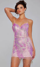 Jovani 40377 - Beaded Fringe Sleeveless Cocktail Dress - detail view