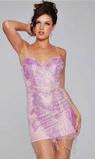 Jovani 40377 - Beaded Fringe Sleeveless Cocktail Dress - back view