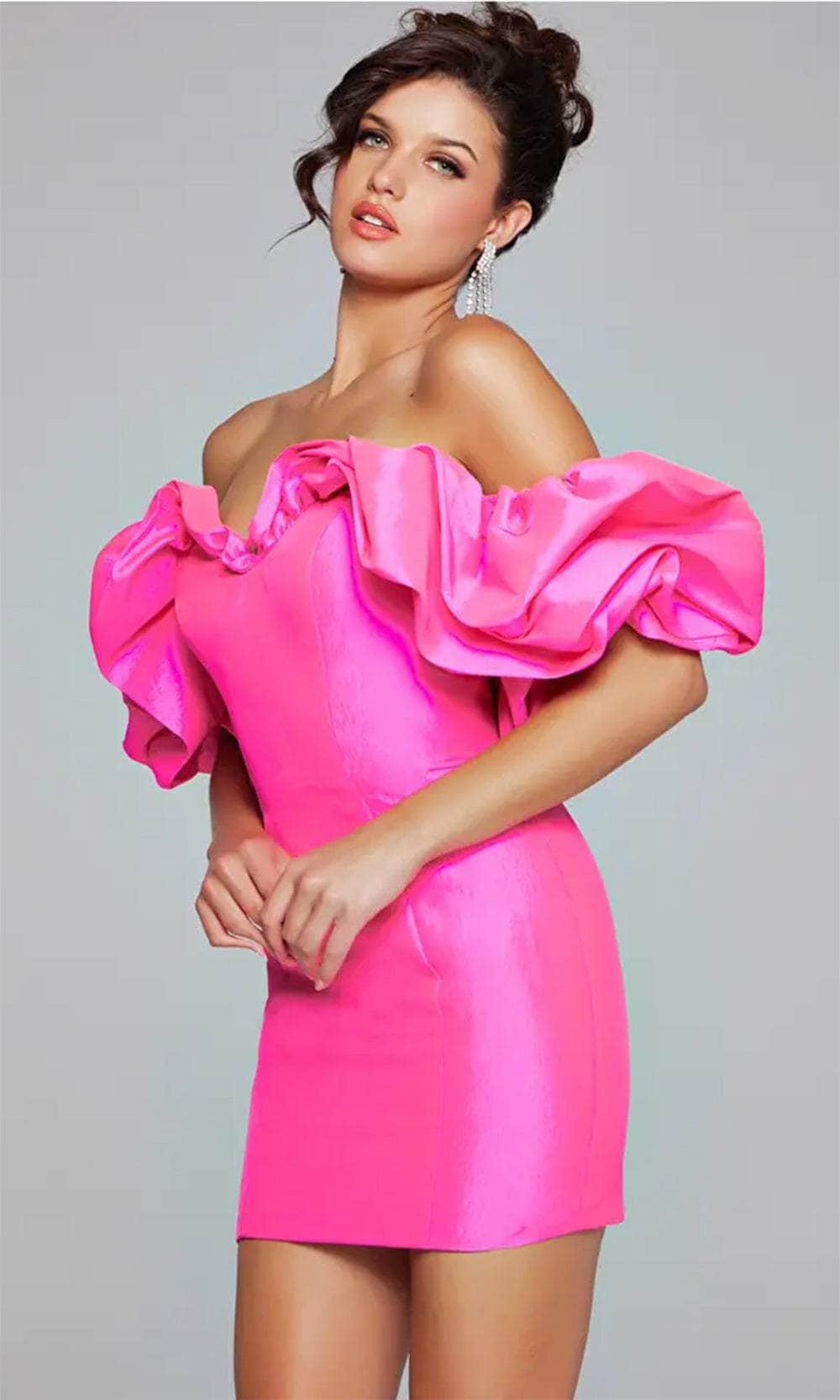 Jovani 40378 - Ruffled Neckline Sheath Cocktail Dress - back view