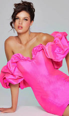 Jovani 40378 - Ruffled Neckline Sheath Cocktail Dress - view 4